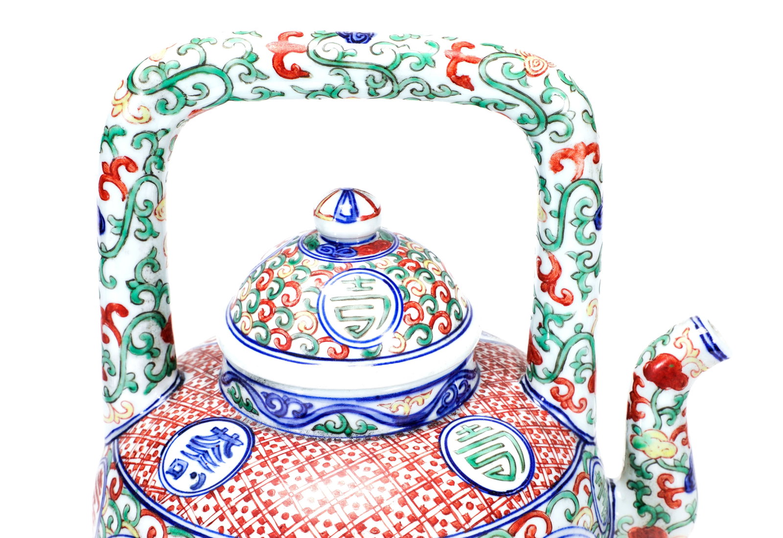 A WUCAI LONGEVITY CHARACTER LARGE JAR - 6