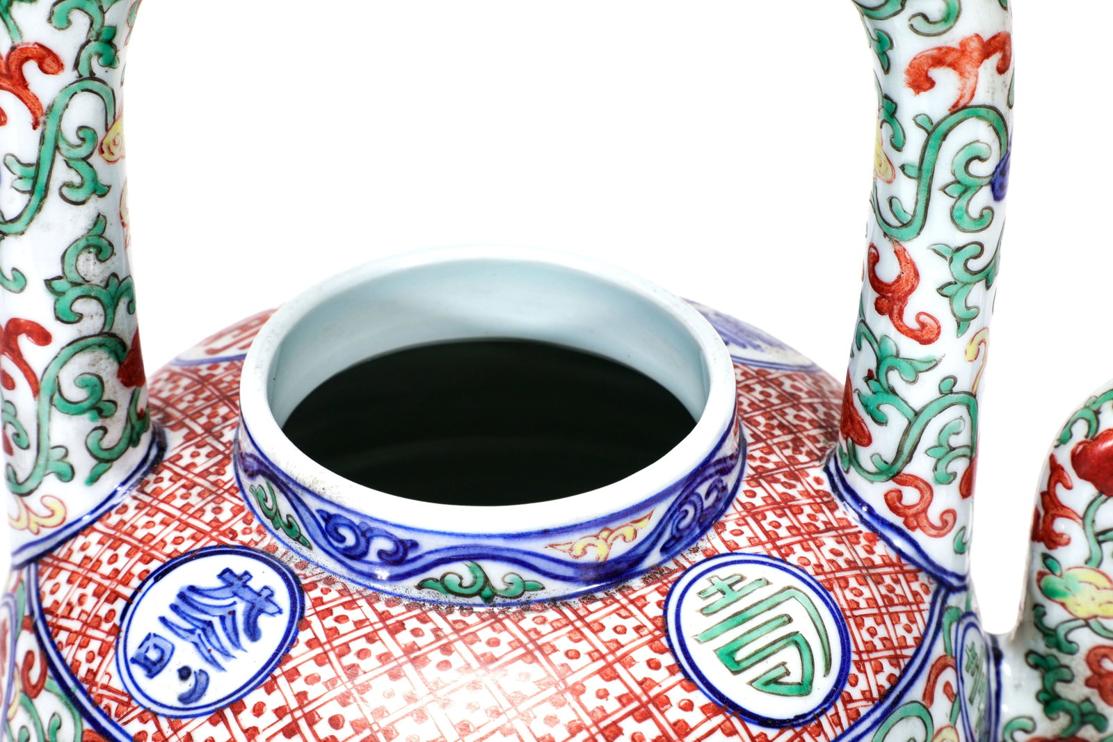 A WUCAI LONGEVITY CHARACTER LARGE JAR - 8