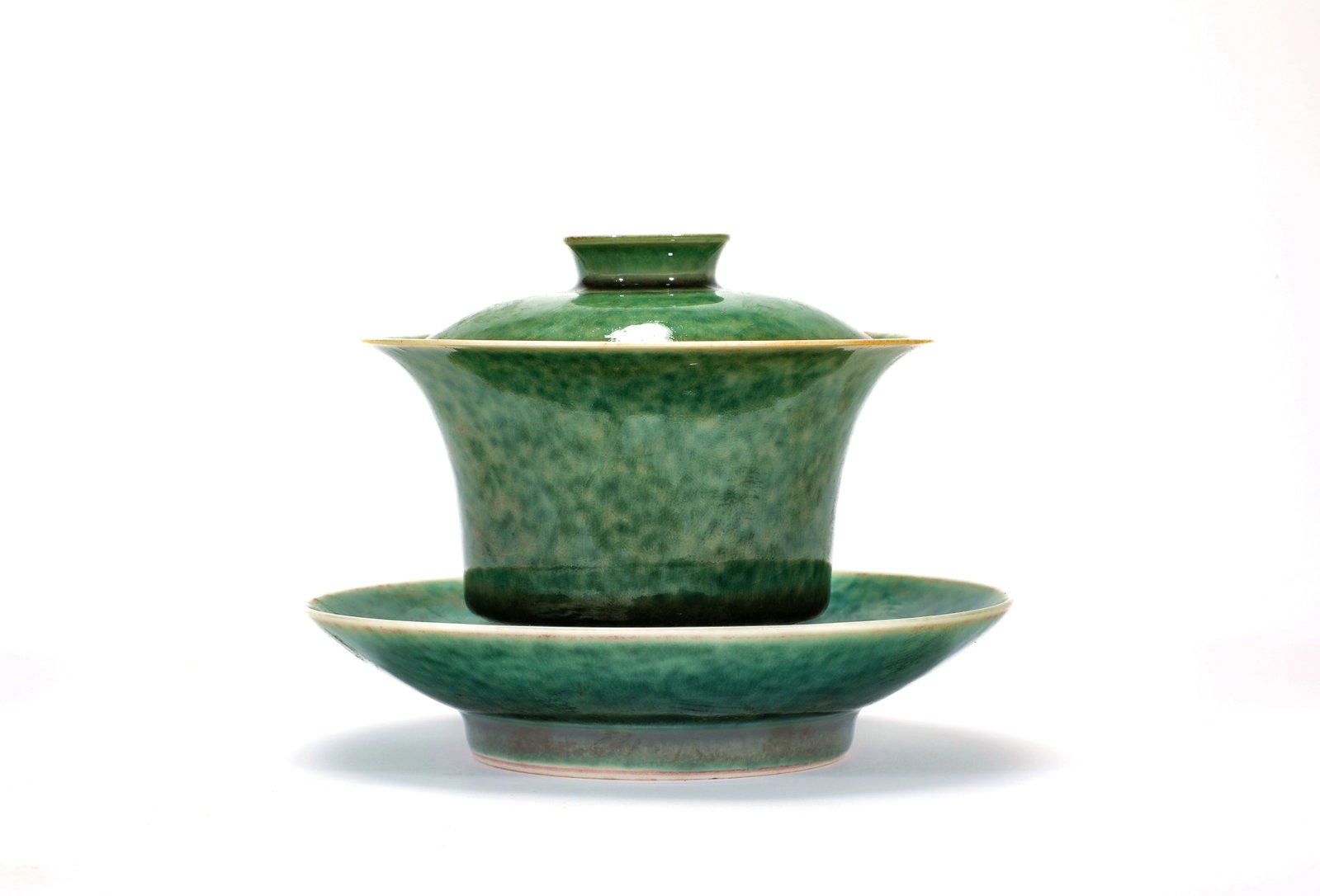 A GREEN GLAZED COVERED BOWL - 3