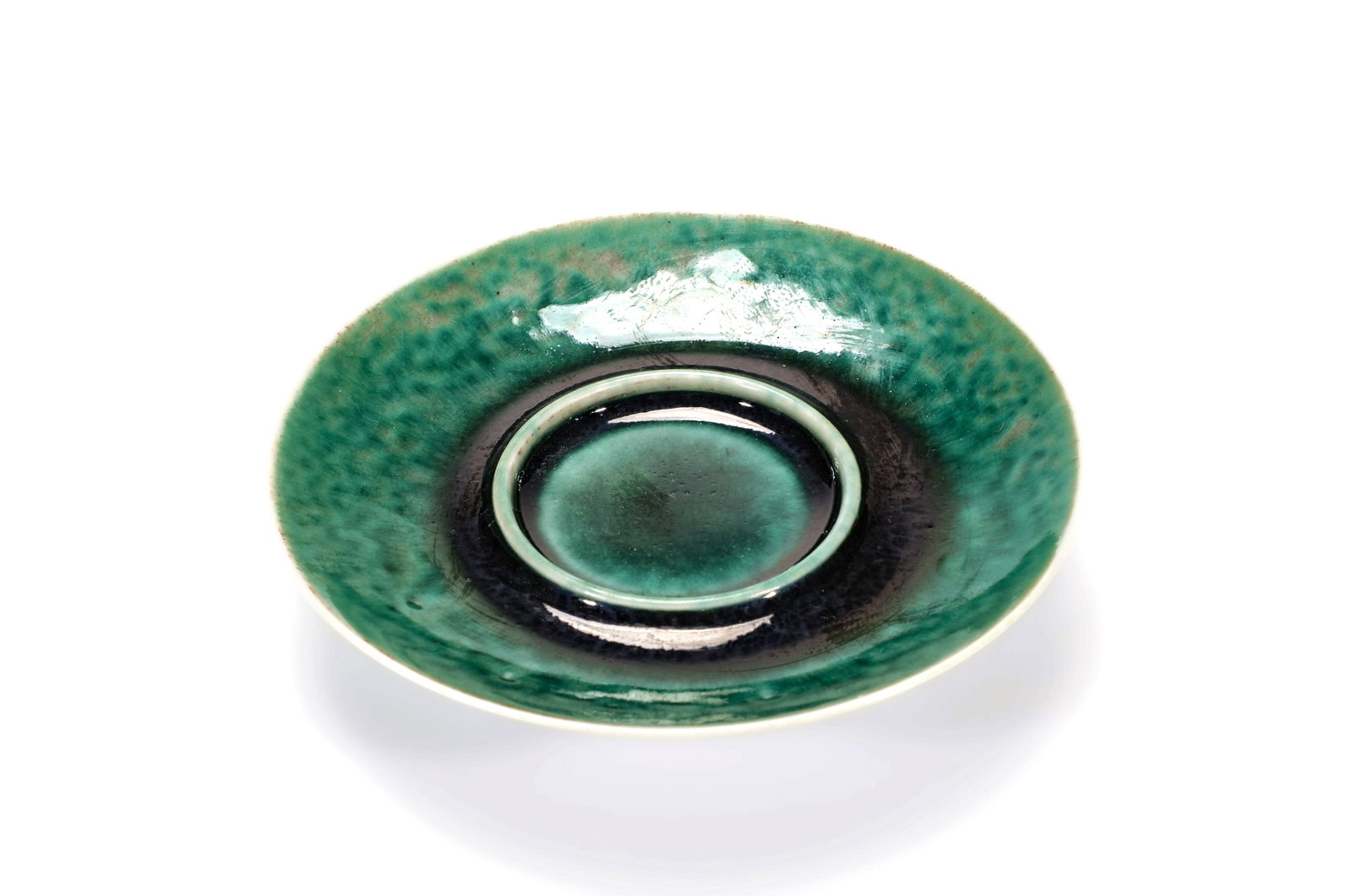 A GREEN GLAZED COVERED BOWL - 7