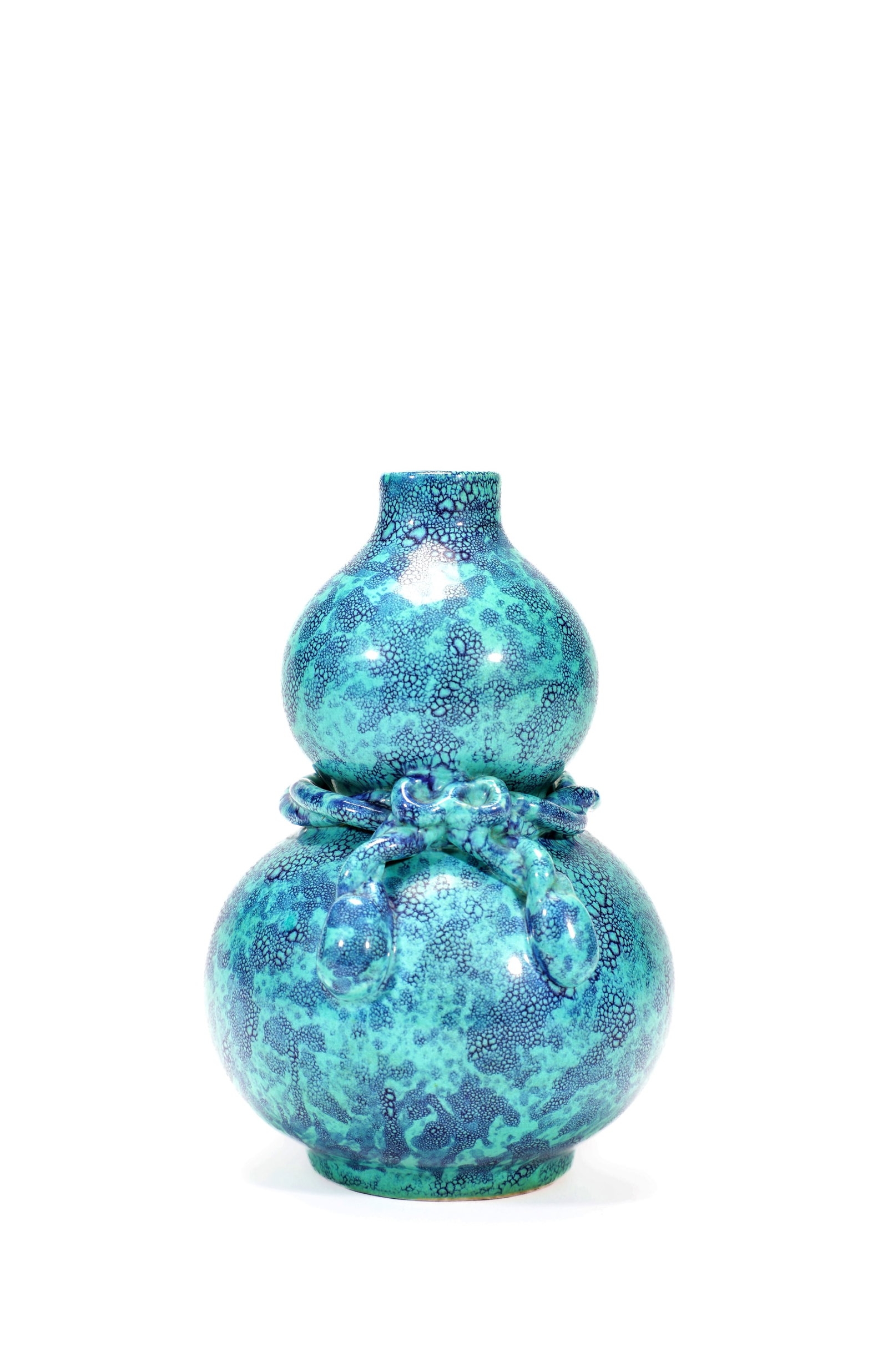 A ROBIN?S EGG GLAZED GOURD VASE: A ROBIN’S EGG GLAZED GOURD VASE Size:Width:8.5cm,Height:13cm