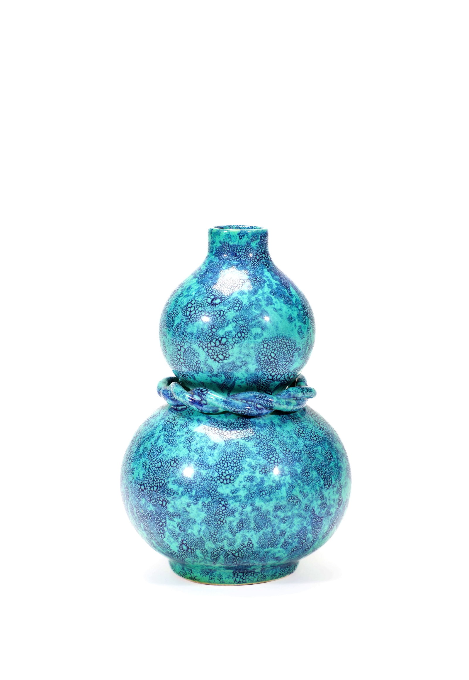 A ROBIN?S EGG GLAZED GOURD VASE - 3