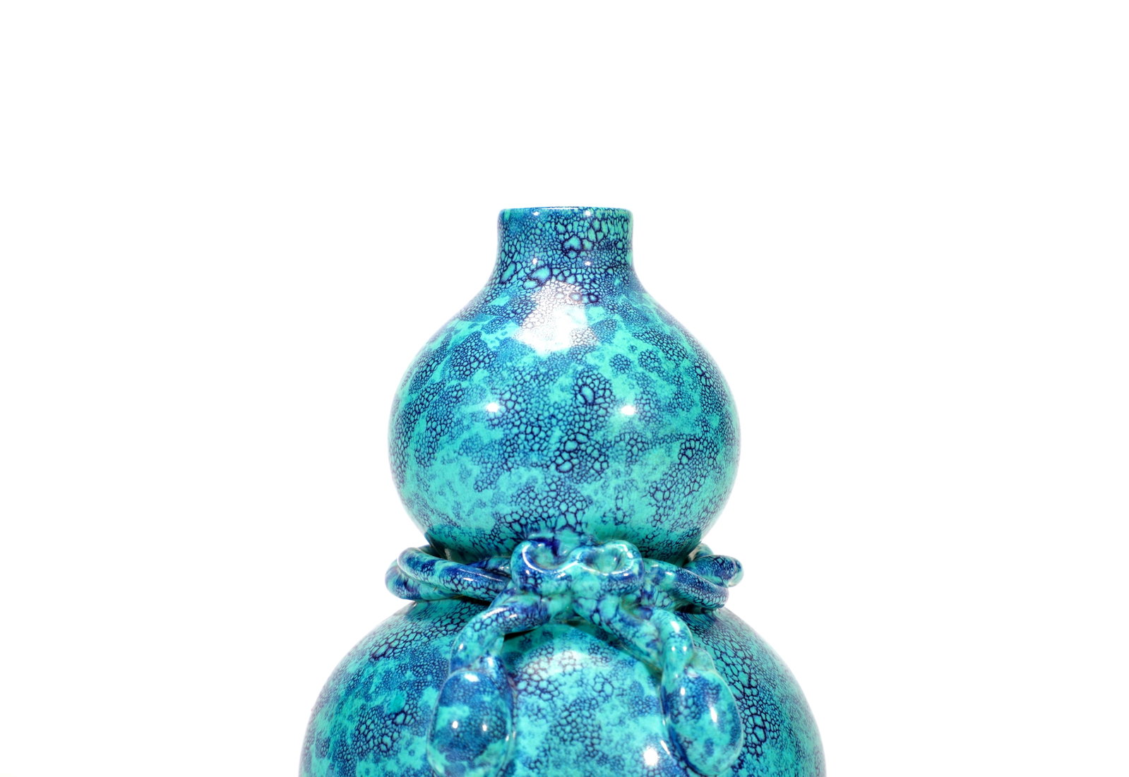 A ROBIN?S EGG GLAZED GOURD VASE - 4