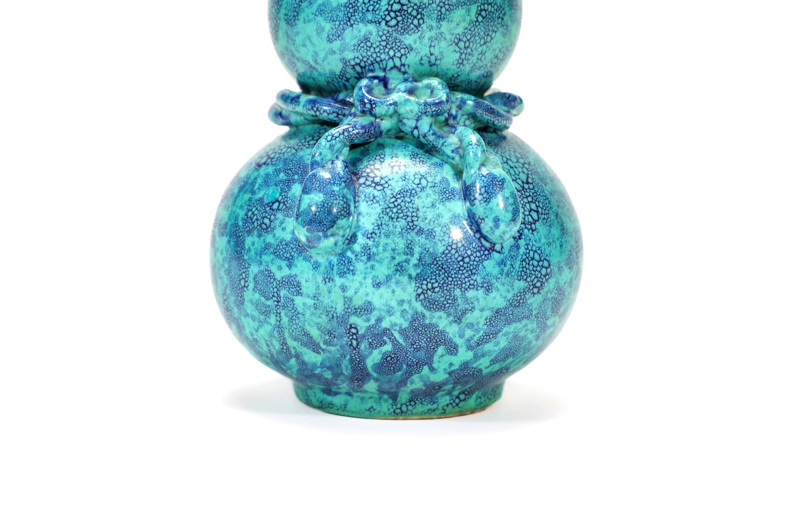 A ROBIN?S EGG GLAZED GOURD VASE - 5
