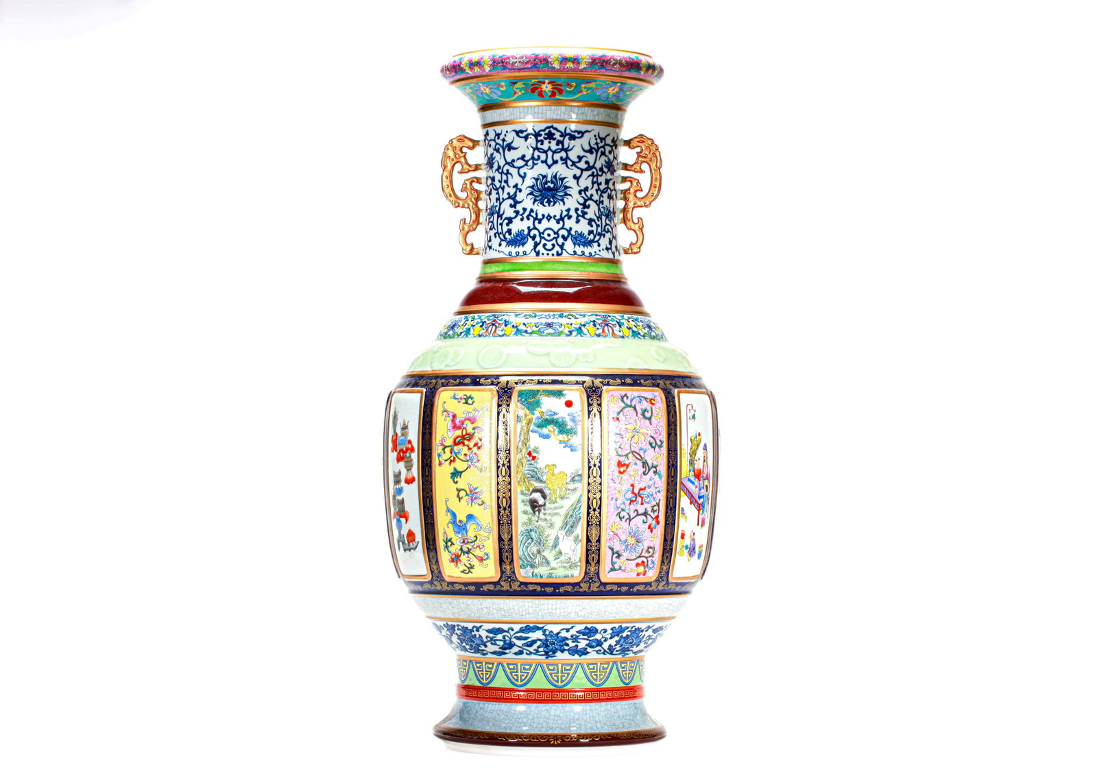 A SET OF VARIOUS GLAZED VASES: A SET OF VARIOUS GLAZED VASES Size:Height:61cm,Width:30cm
