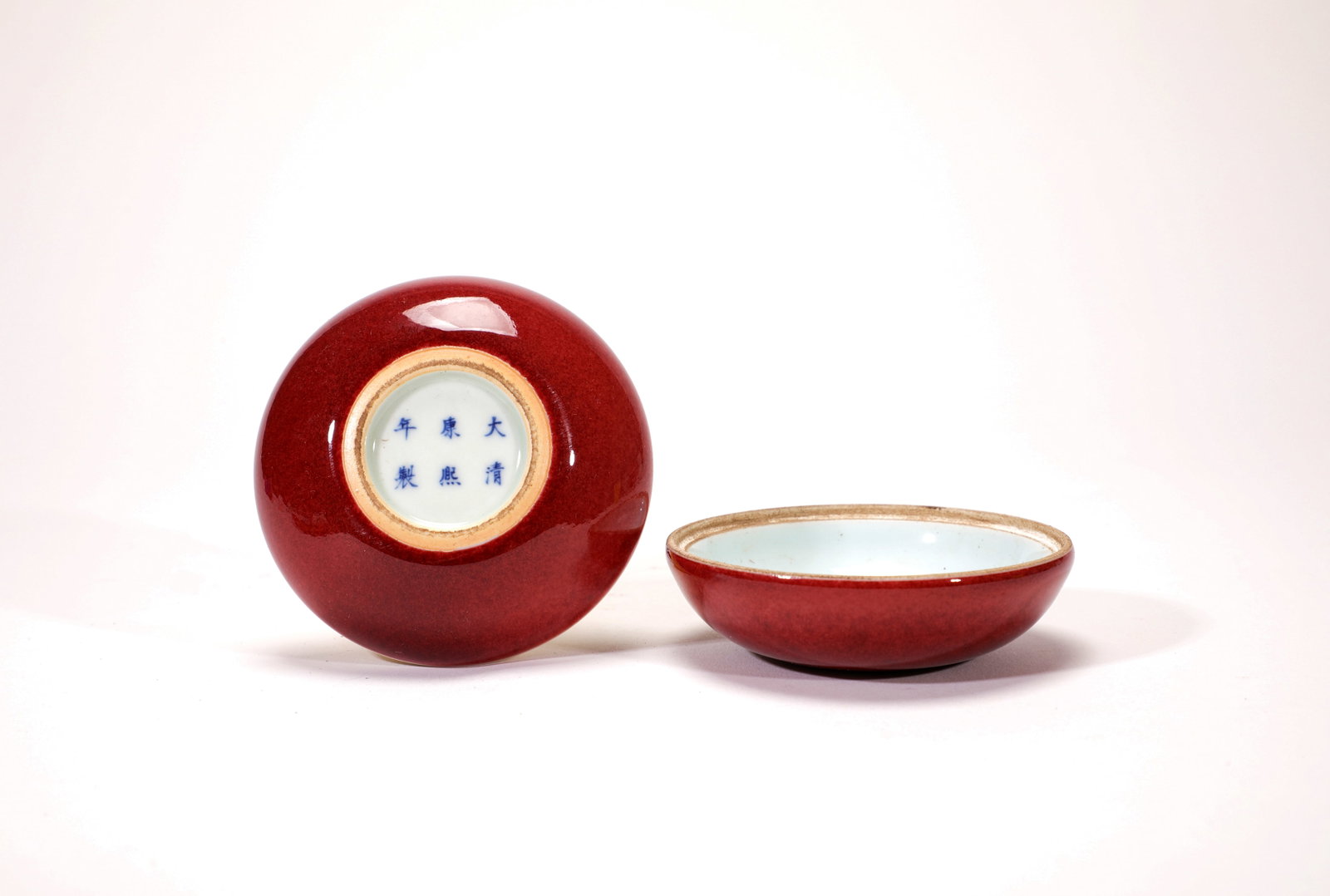 A RED GLAZED POWDER BOX - 7