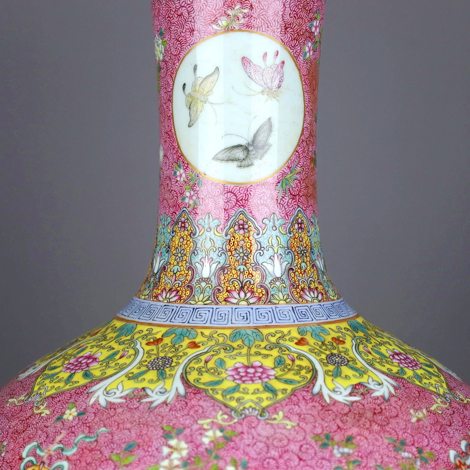 A RUBY-GROUND ENAMELLED FLOWER AND BIRD TIANQIUPING - 4