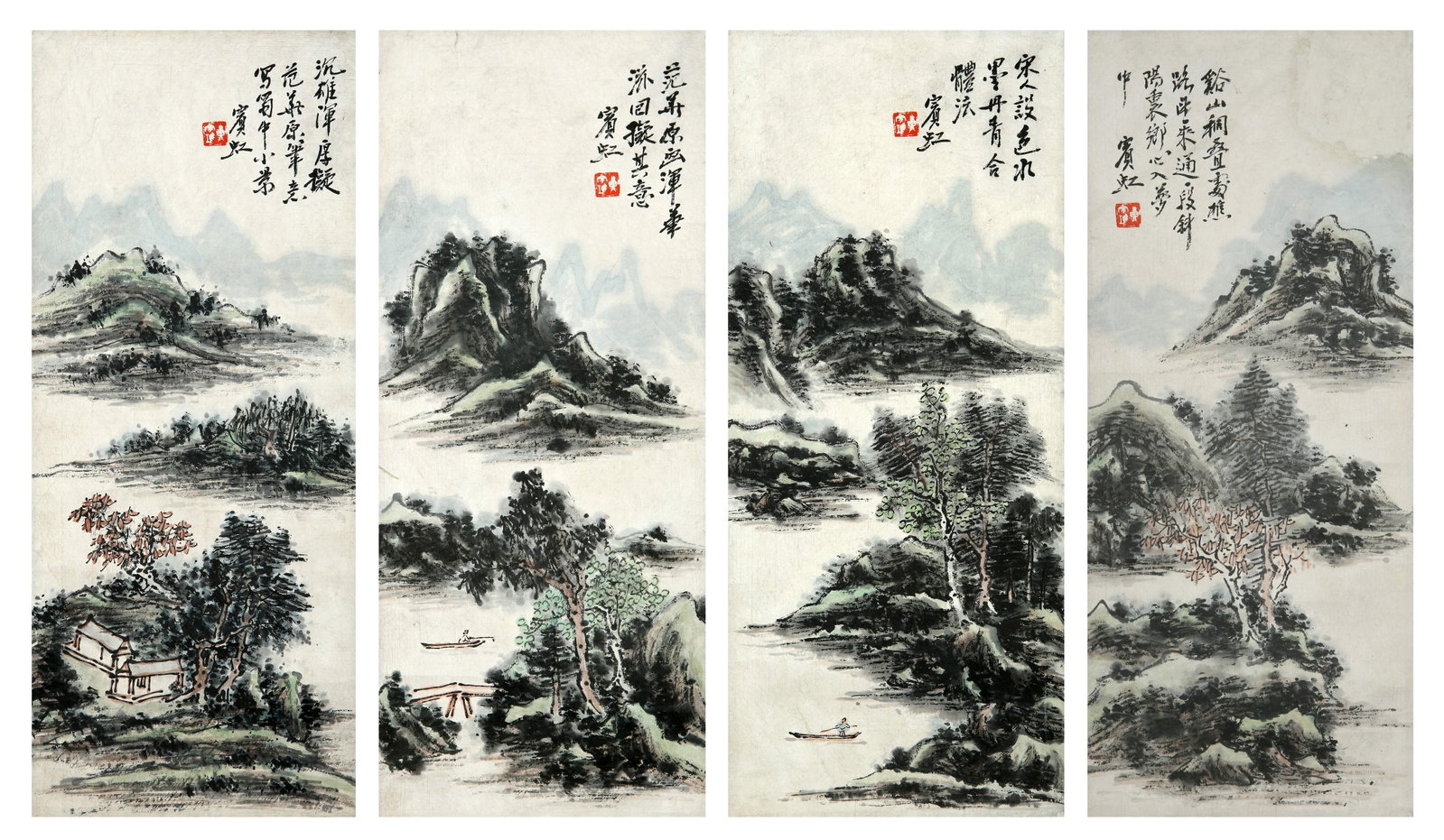 A CHINESE HAND PAINTING WITH THE MARK OF HUANG BINHONG: A CHINESE HAND PAINTING WITH THE MARK OF HUANG BINHONG Size:41*17cm*4