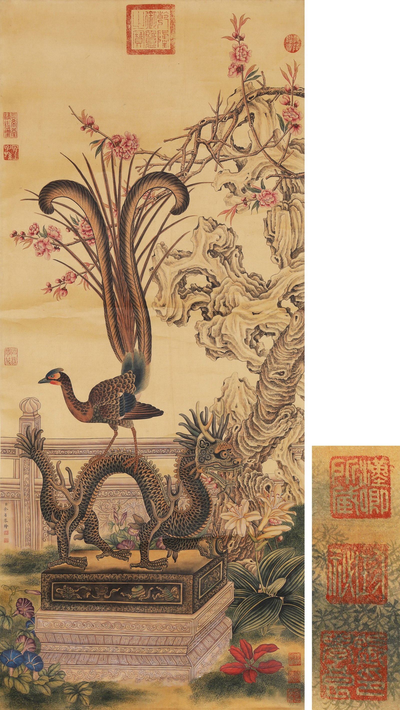 A CHINESE HAND PAINTING WITH THE MARK OF YU XING: A CHINESE HAND PAINTING WITH THE MARK OF YU XING Size:113*49cm