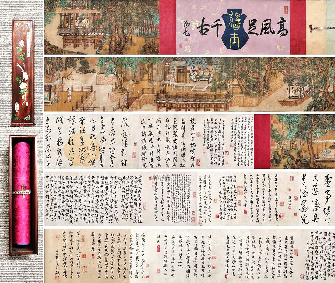 A CHINESE LONG SCROLL HAND PAINTING WITH THE MARK OF LI GONGLIN: A CHINESE LONG SCROLL HAND PAINTING WITH THE MARK OF LI GONGLIN Size:290*35cm