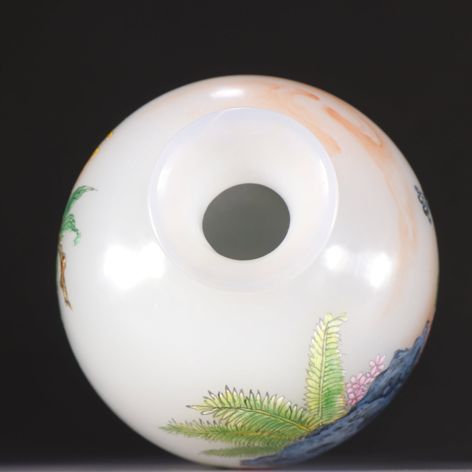 Glassware Enamel Blue Base Peacock Pattern Vase - 7