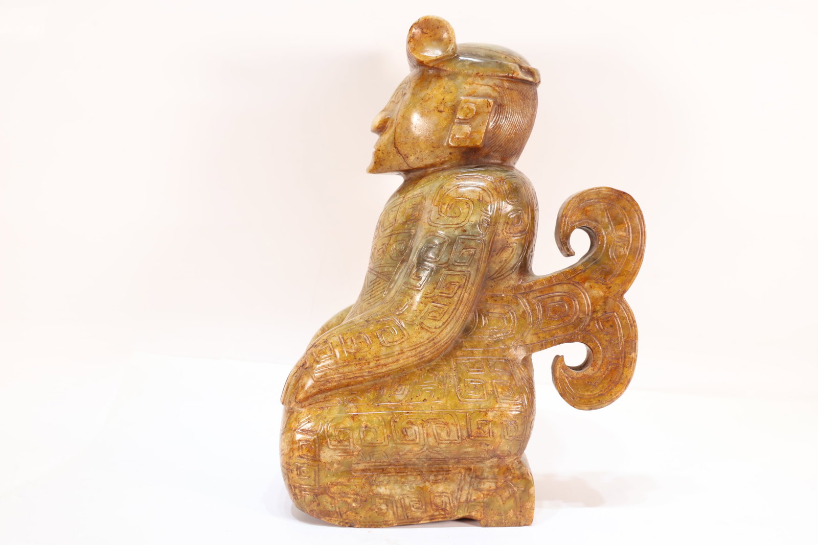 Jade Carved Beast Face Pattern Character Shape Figure - 2