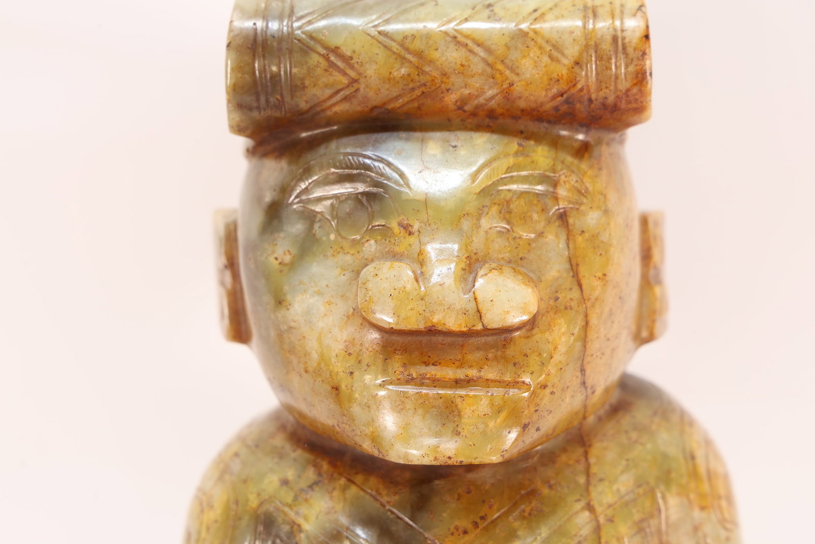 Jade Carved Beast Face Pattern Character Shape Figure - 4