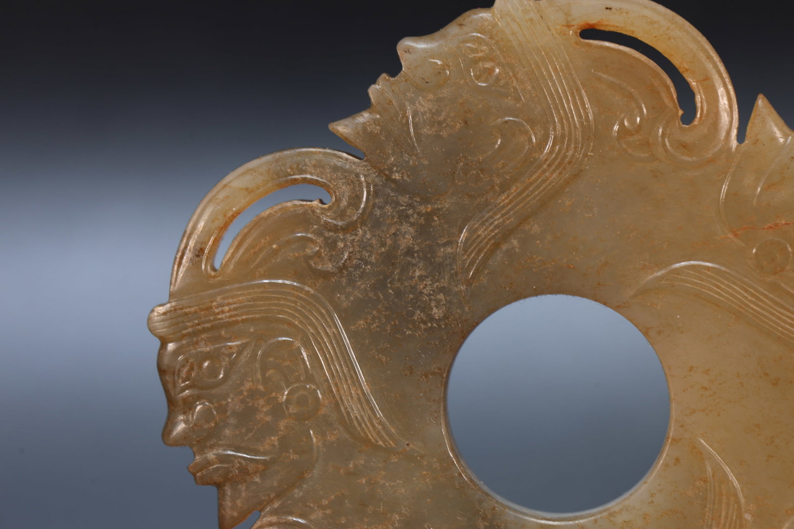 Jade Carved Character Face Pattern Bi - 2