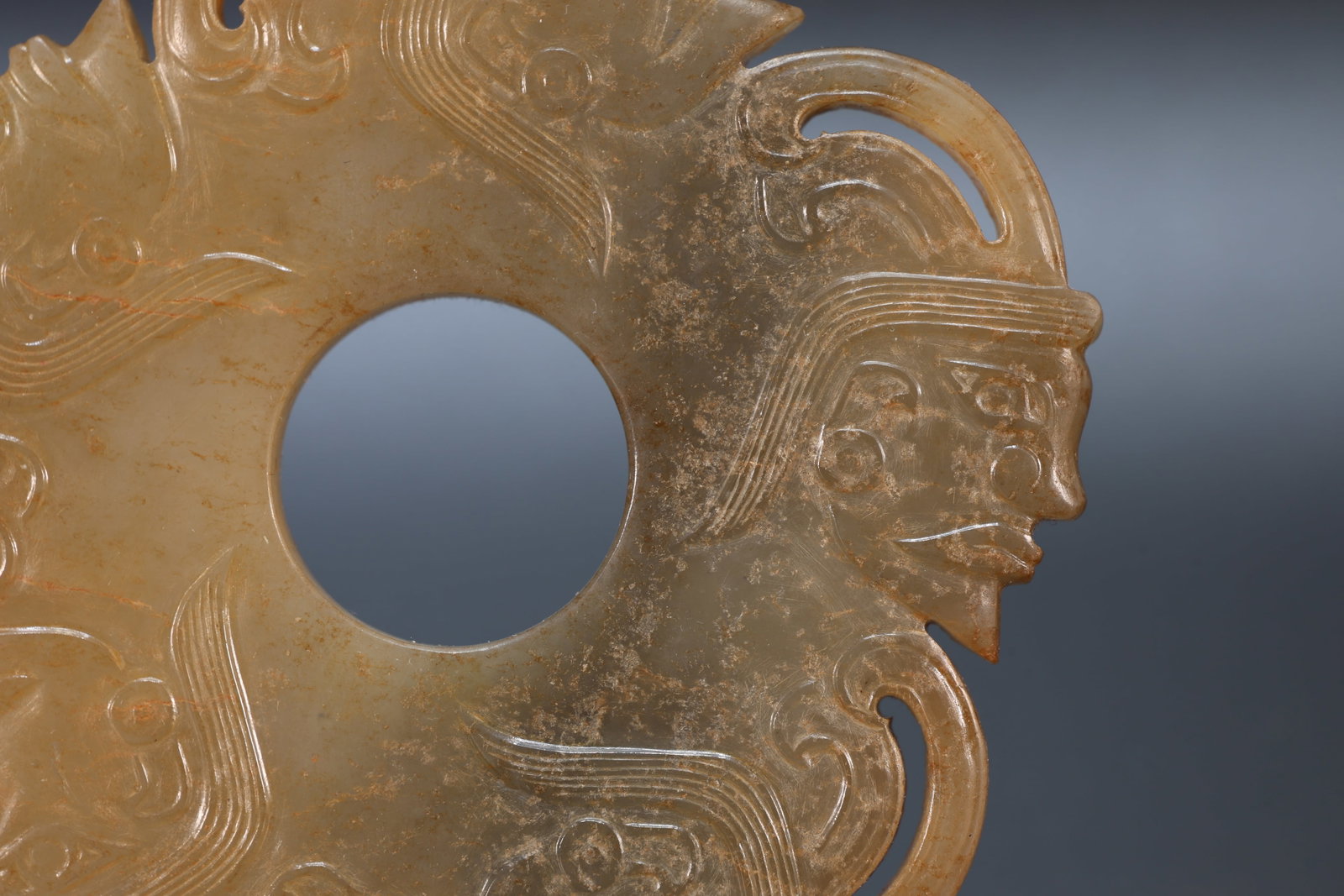 Jade Carved Character Face Pattern Bi - 7