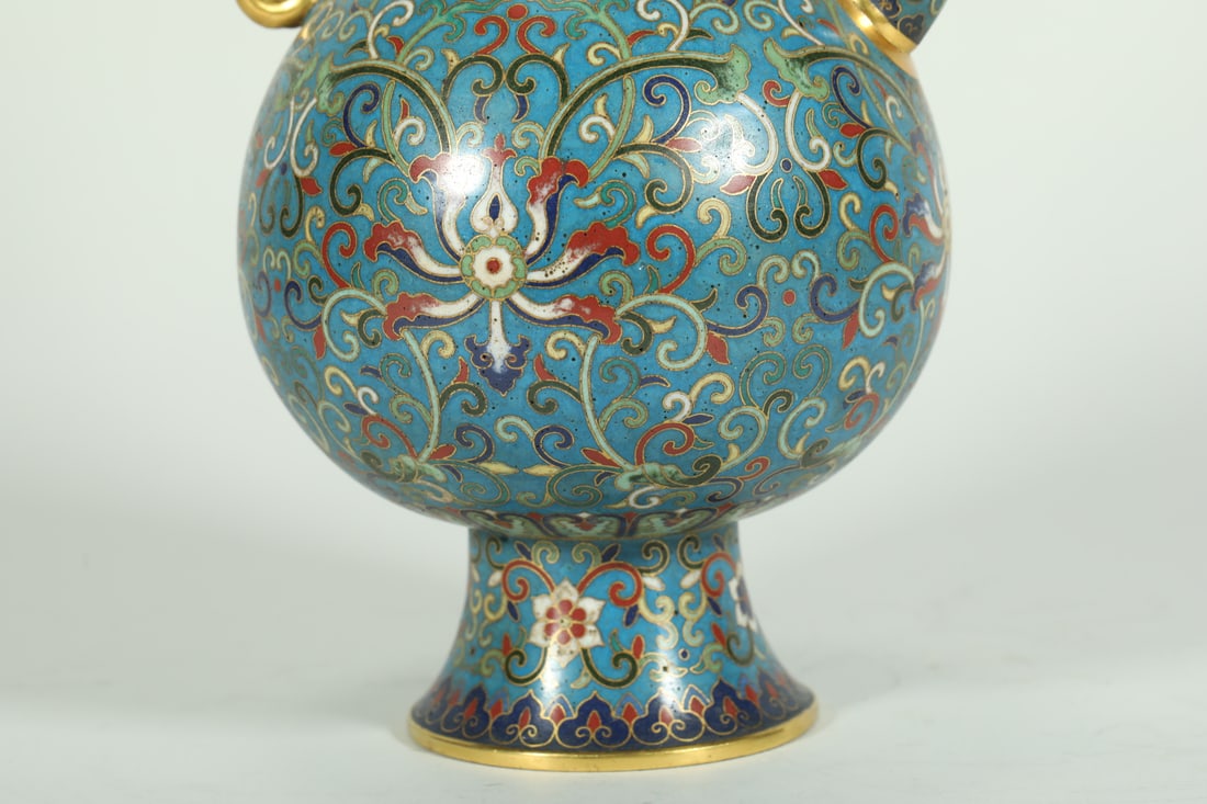 Bronze Cloisonne Carved Flower Pattern Pot - 3
