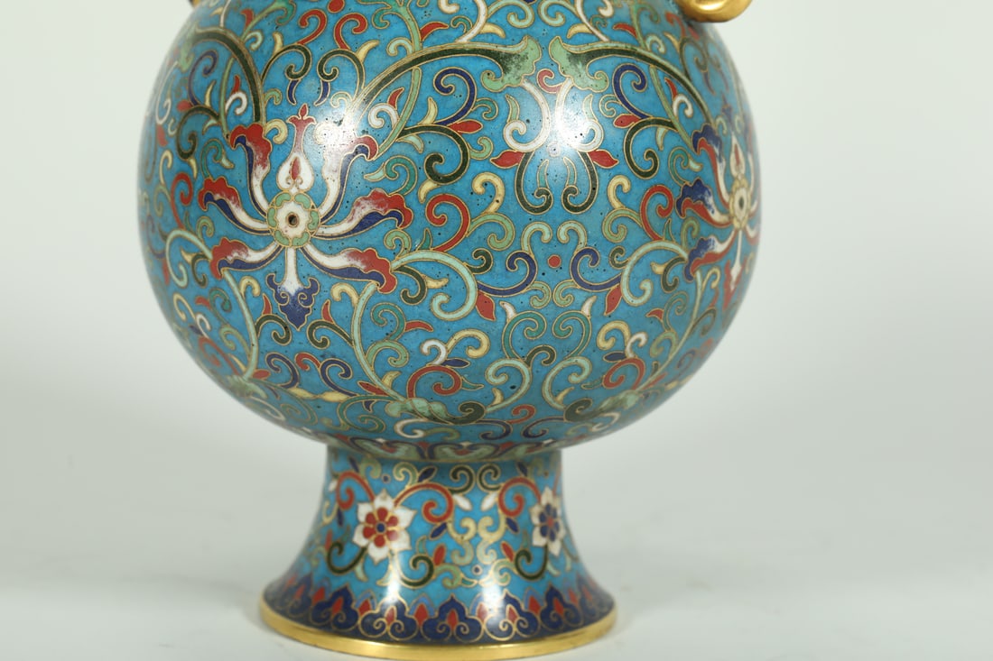Bronze Cloisonne Carved Flower Pattern Pot - 5