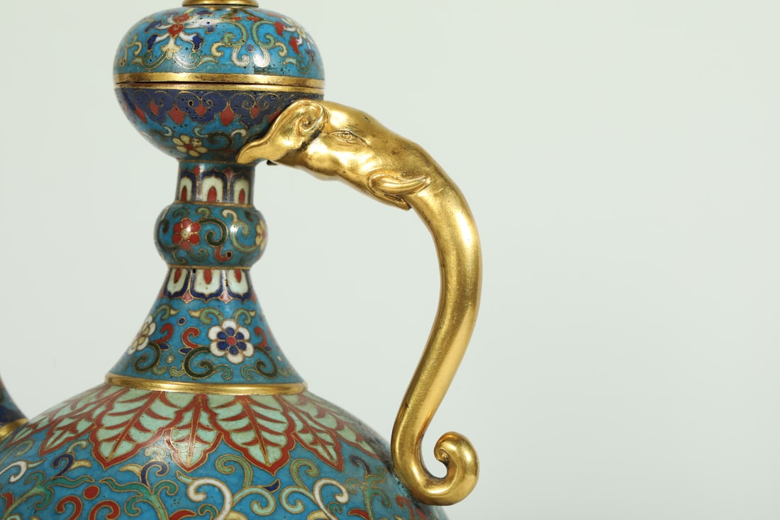 Bronze Cloisonne Carved Flower Pattern Pot - 6