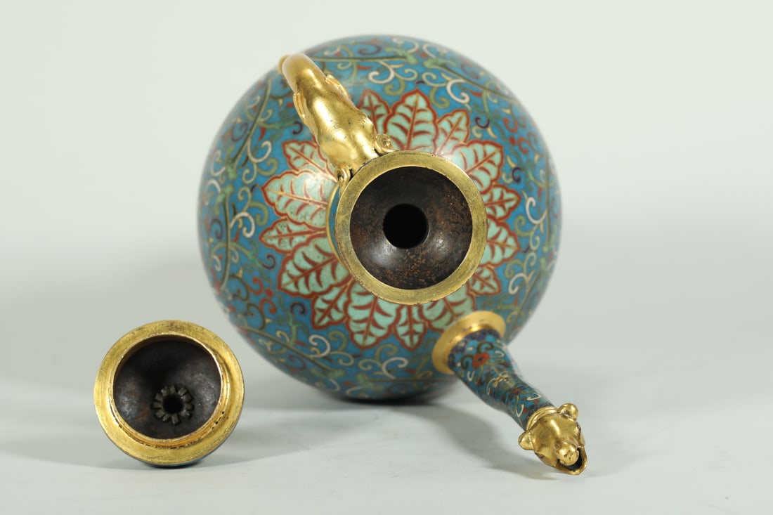 Bronze Cloisonne Carved Flower Pattern Pot - 8