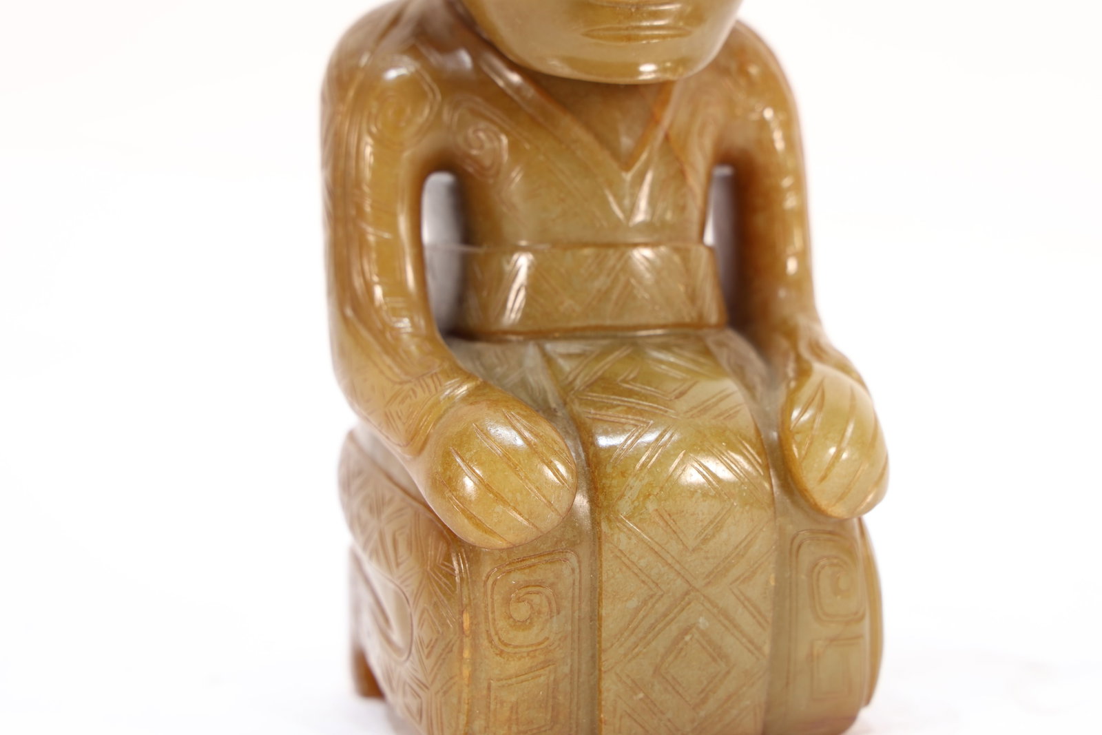 Jade Carved Beast Face Pattern Character Shape Figure - 3