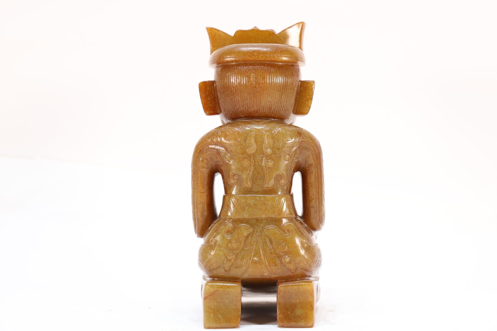 Jade Carved Beast Face Pattern Character Shape Figure - 7