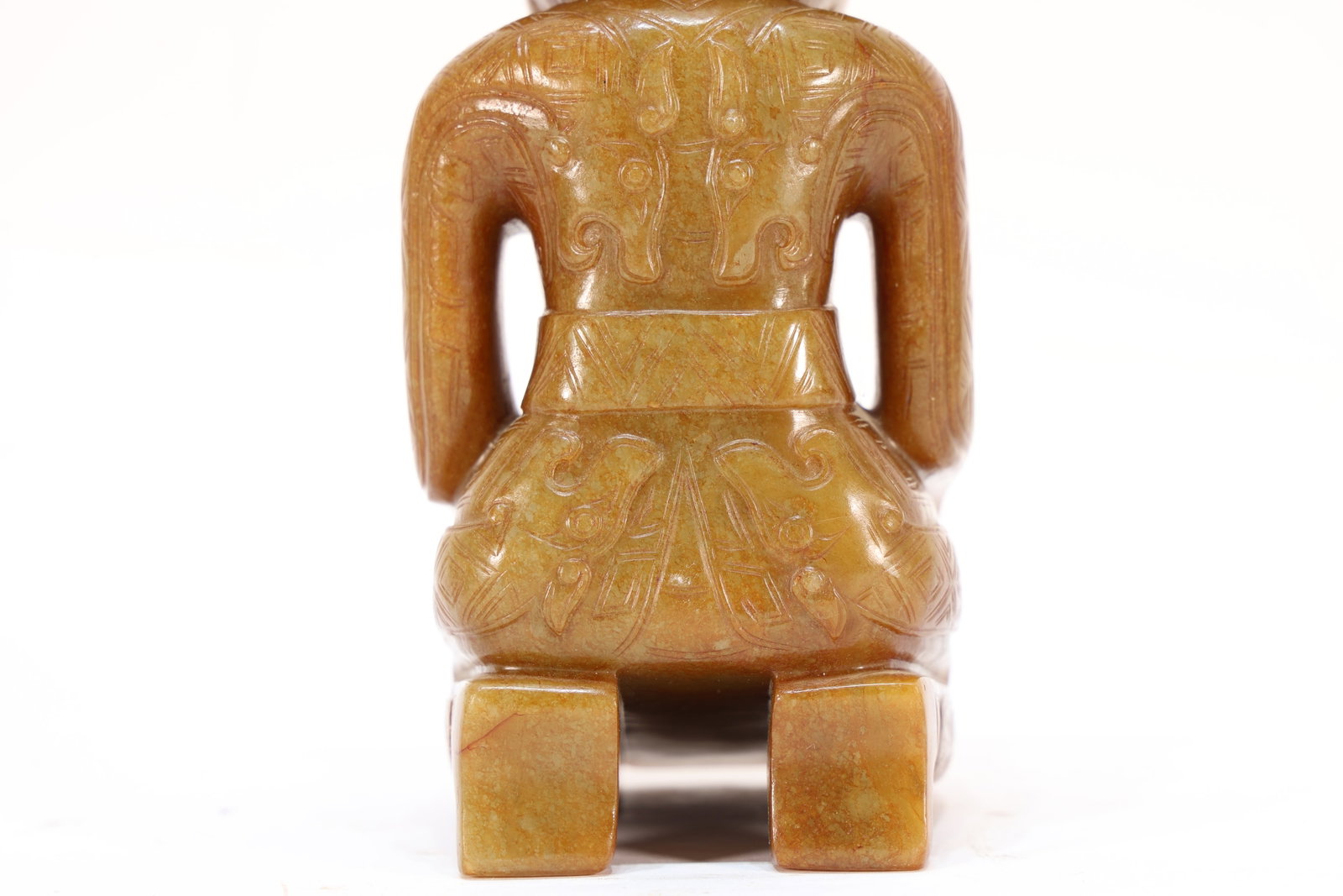 Jade Carved Beast Face Pattern Character Shape Figure - 9
