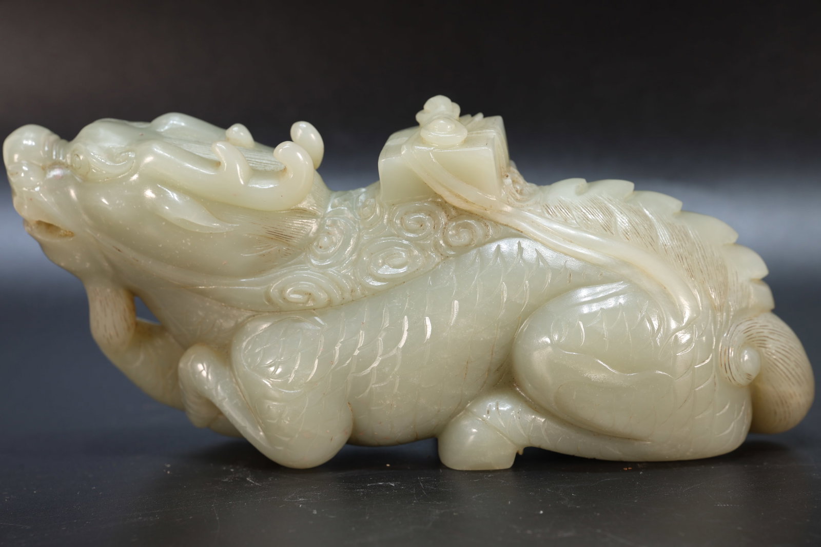 Jade Carved Kirin Shape Figure - 5