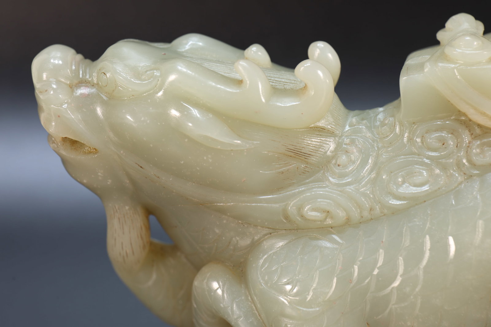 Jade Carved Kirin Shape Figure - 6