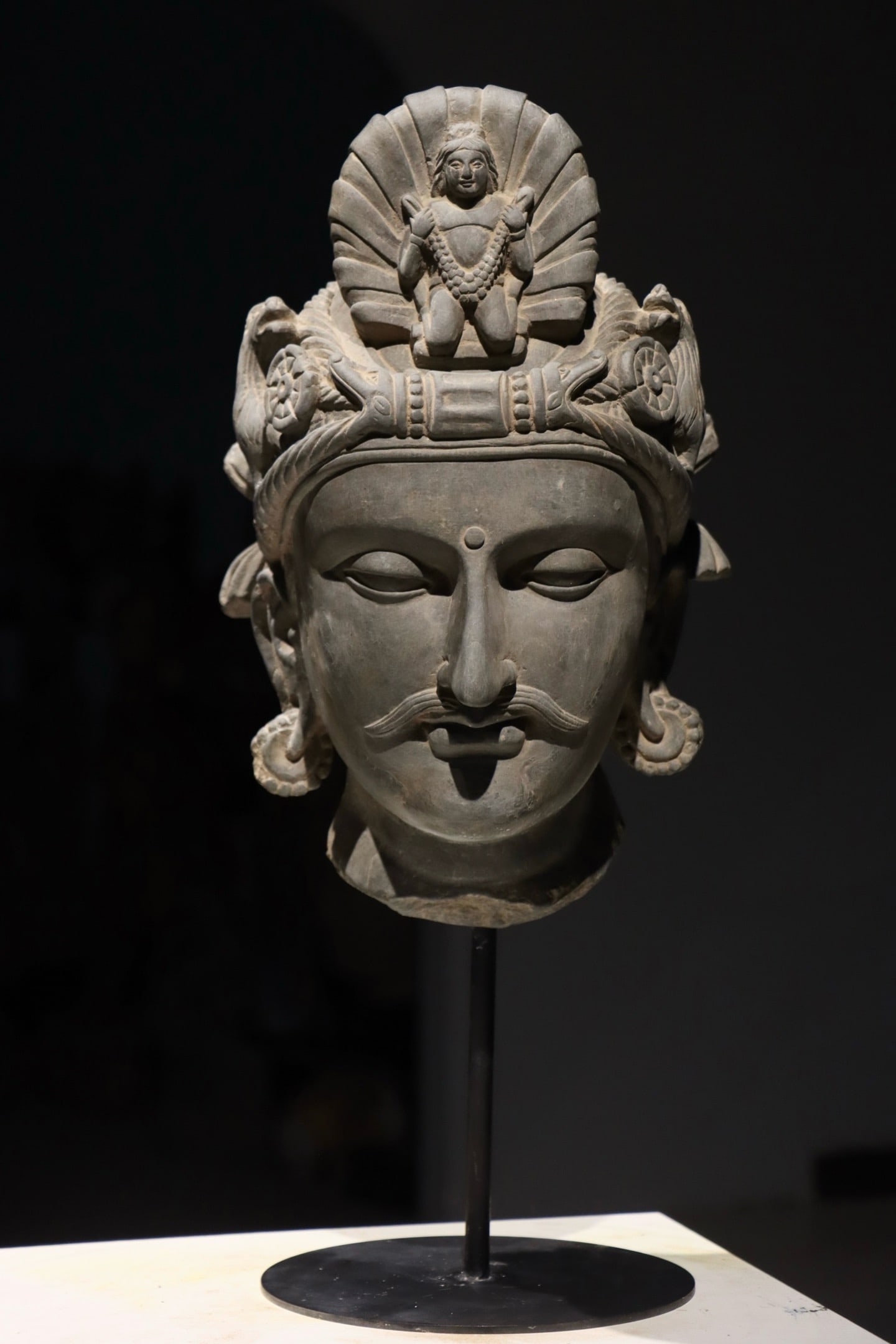 Grey Stone Gandhara Head Figure: Grey Stone Gandhara Head Figure (38cm)