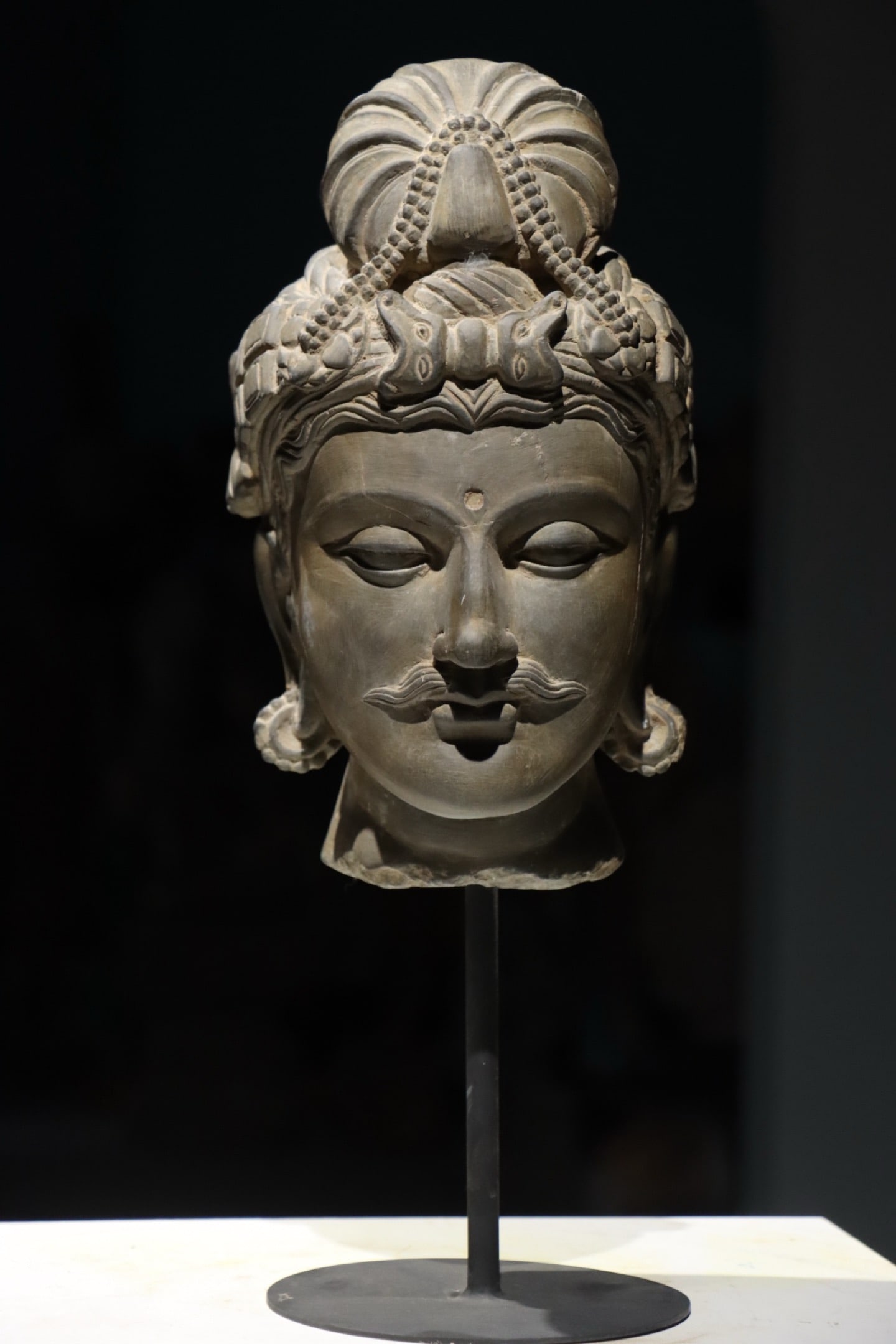 Grey Stone Gandhara Head Figure: Grey Stone Gandhara Head Figure (29cm)