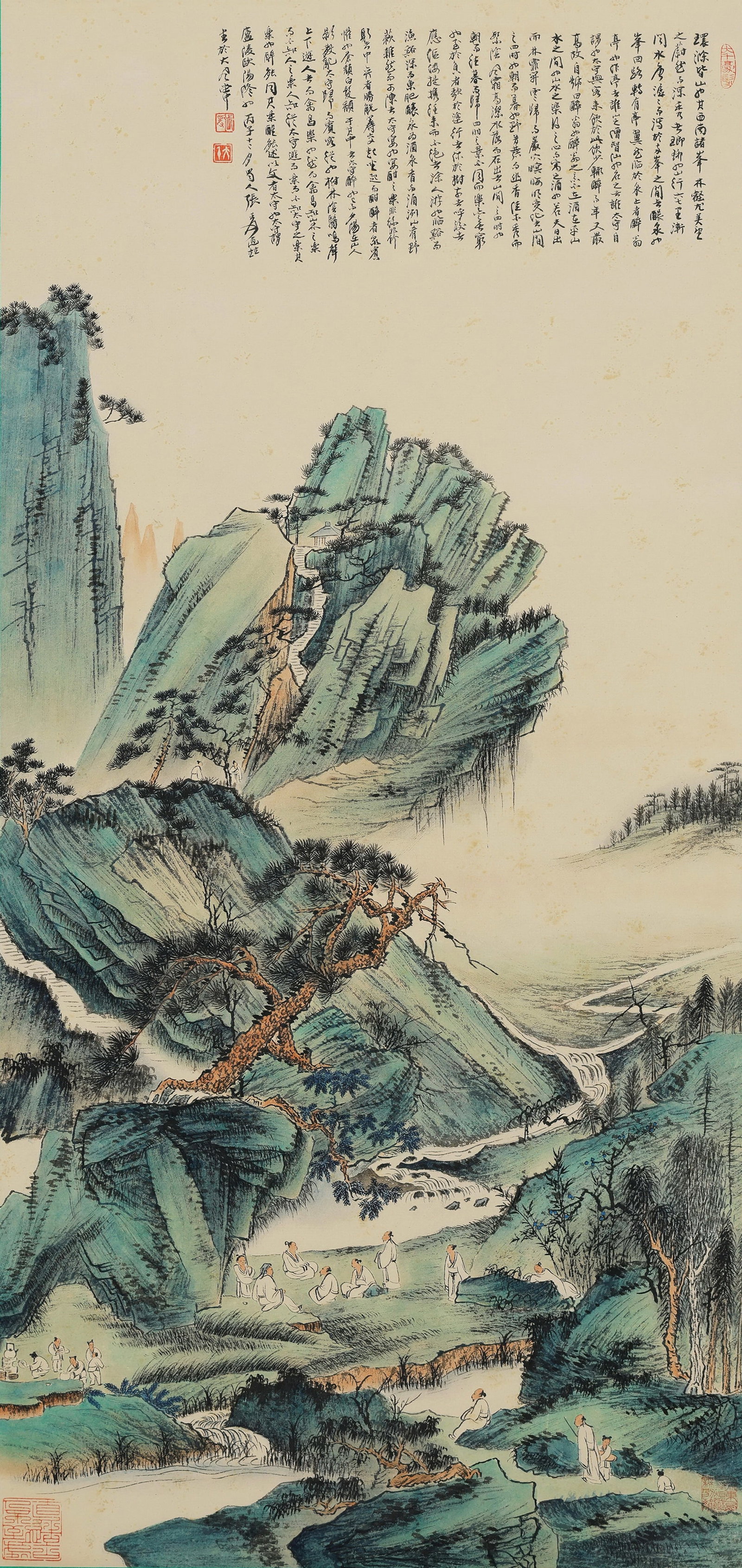 Zhang Zhong mark, Chinese Landscape painting. Ink and Color on Paper, Hanging Scroll: Zhang Zhong mark, Chinese Landscape painting. Ink and Color on Paper, Hanging Scroll (103 x 49cm)