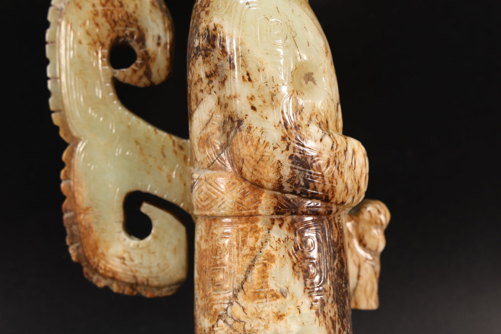 Jade Carved Beast Face Pattern Character Shape Figure - 10