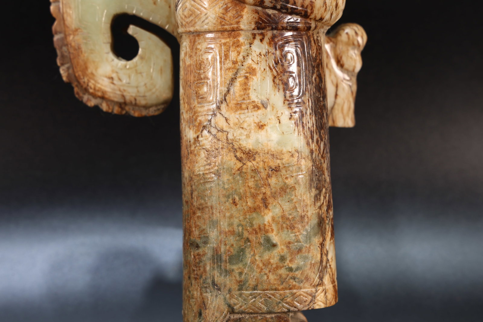 Jade Carved Beast Face Pattern Character Shape Figure - 11