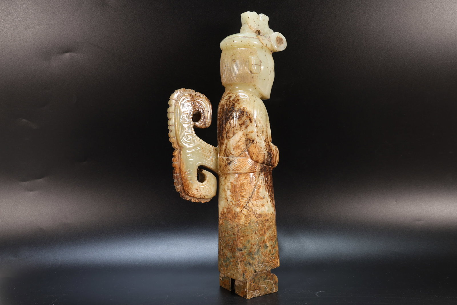 Jade Carved Beast Face Pattern Character Shape Figure - 12
