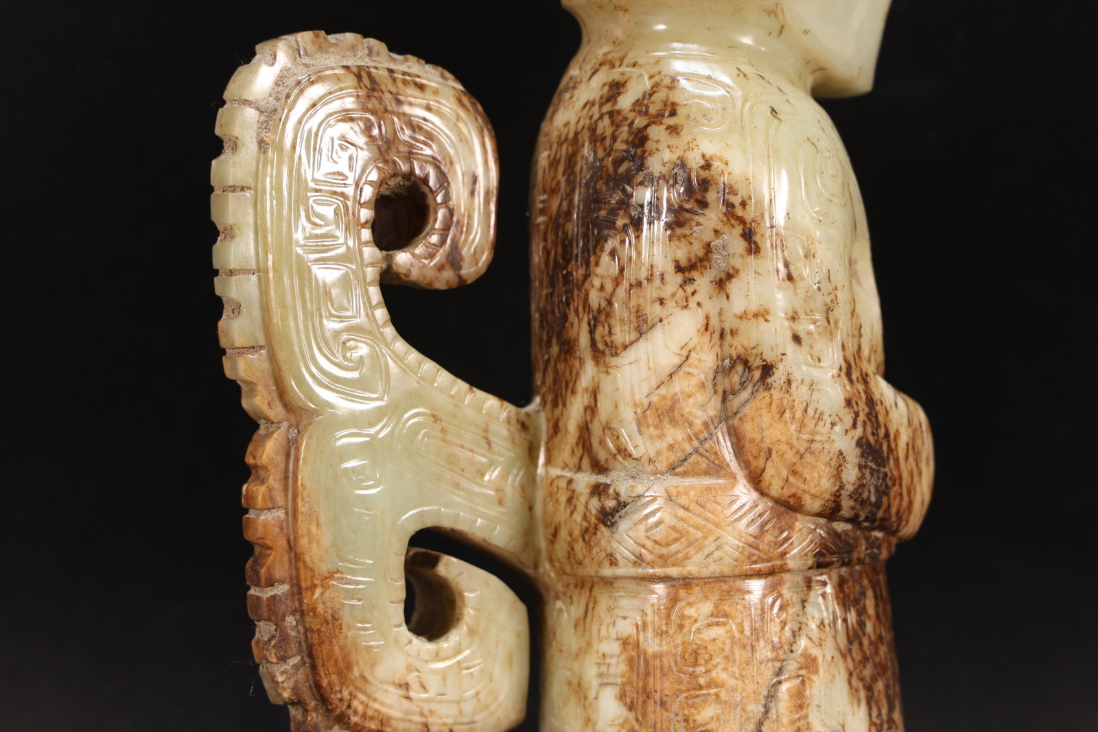 Jade Carved Beast Face Pattern Character Shape Figure - 13