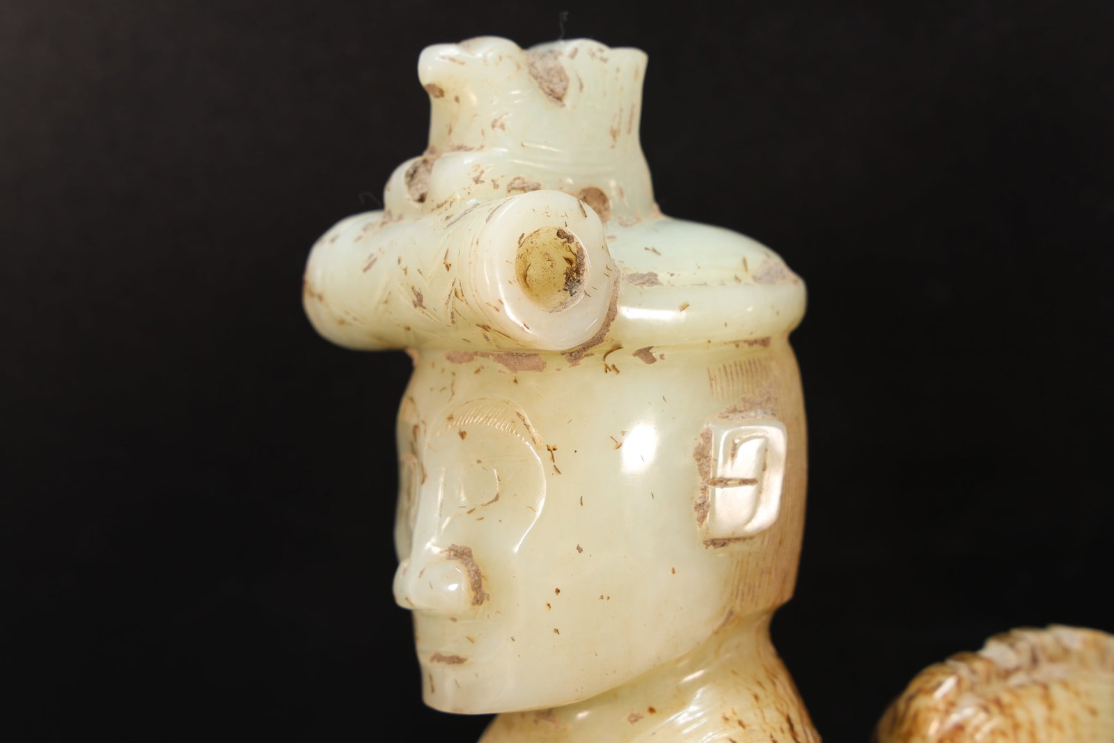 Jade Carved Beast Face Pattern Character Shape Figure - 2
