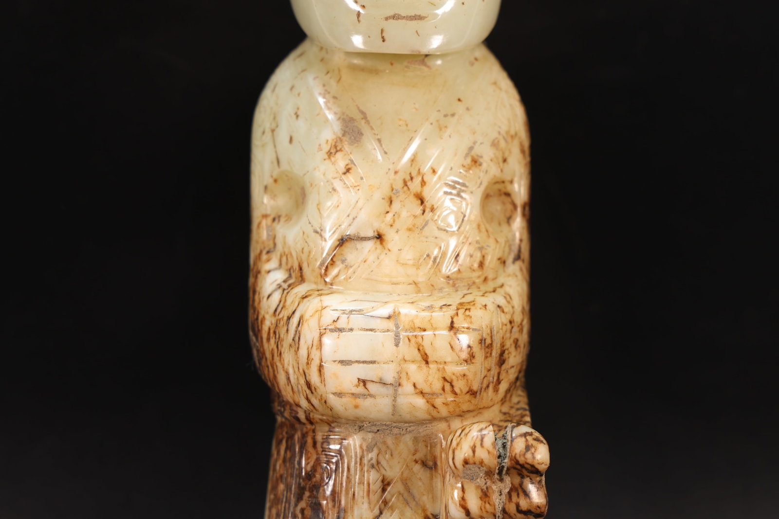 Jade Carved Beast Face Pattern Character Shape Figure - 6