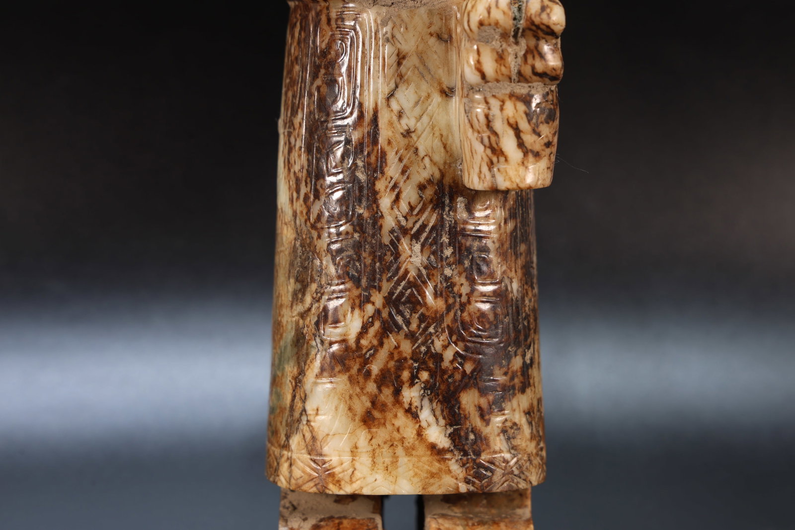 Jade Carved Beast Face Pattern Character Shape Figure - 7