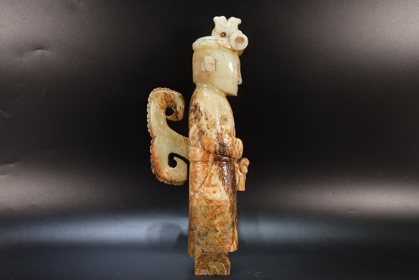 Jade Carved Beast Face Pattern Character Shape Figure - 8