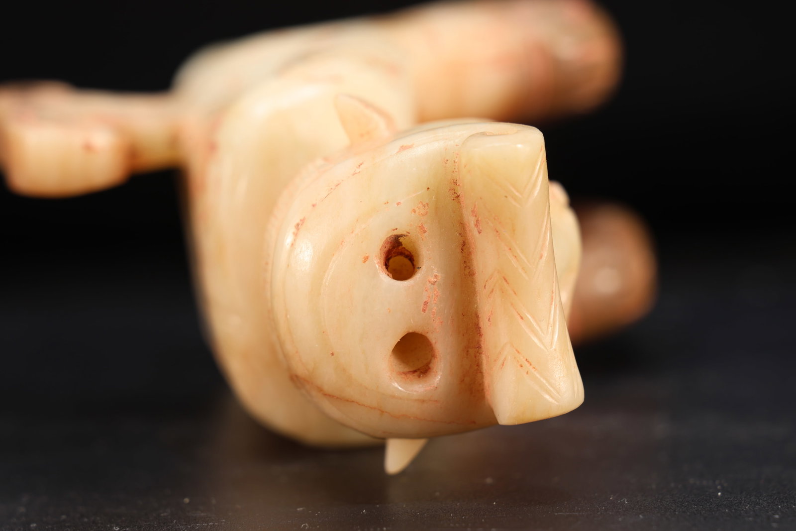Jade Carved Beast Face Pattern Character Shape Figure - 11