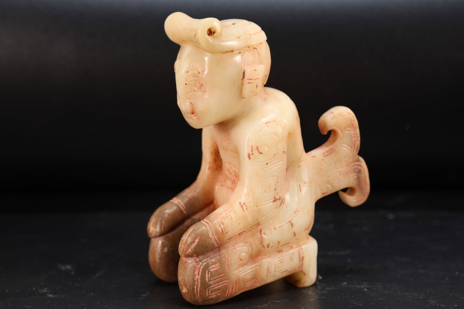 Jade Carved Beast Face Pattern Character Shape Figure: Jade Carved Beast Face Pattern Character Shape Figure (7.5 x 10 x 4.5cm)