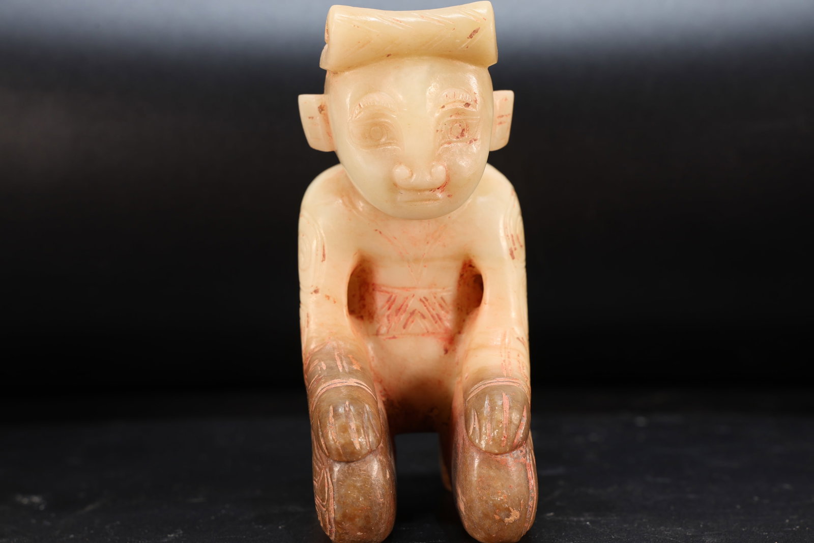 Jade Carved Beast Face Pattern Character Shape Figure - 2