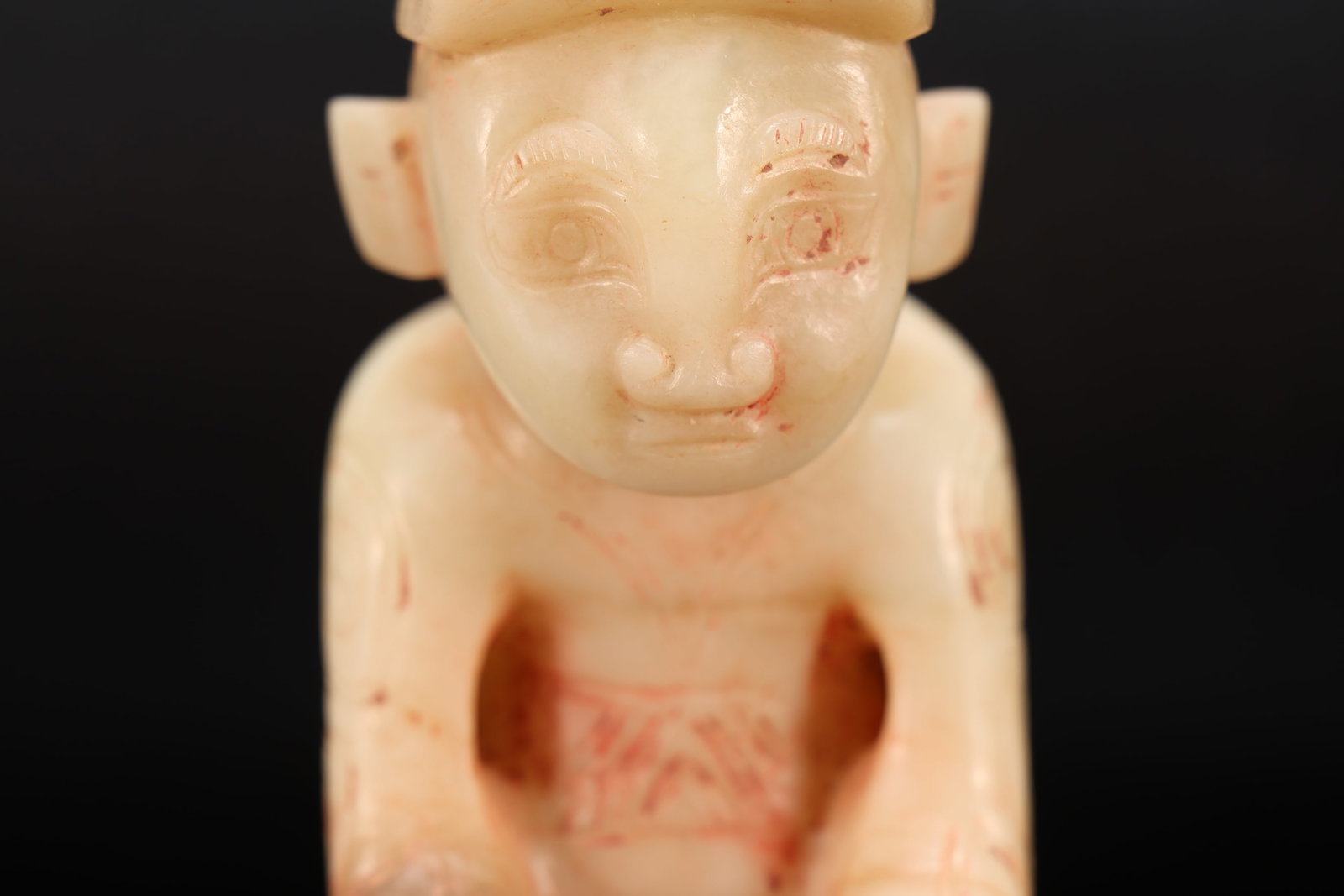Jade Carved Beast Face Pattern Character Shape Figure - 3
