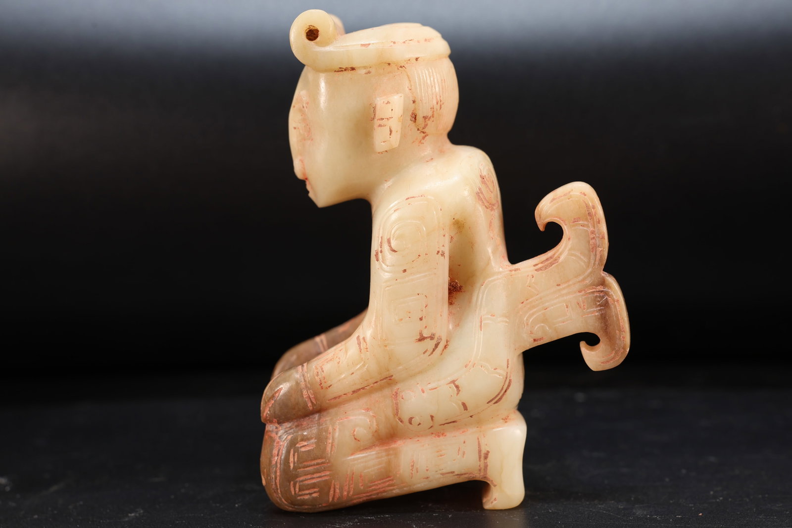 Jade Carved Beast Face Pattern Character Shape Figure - 4