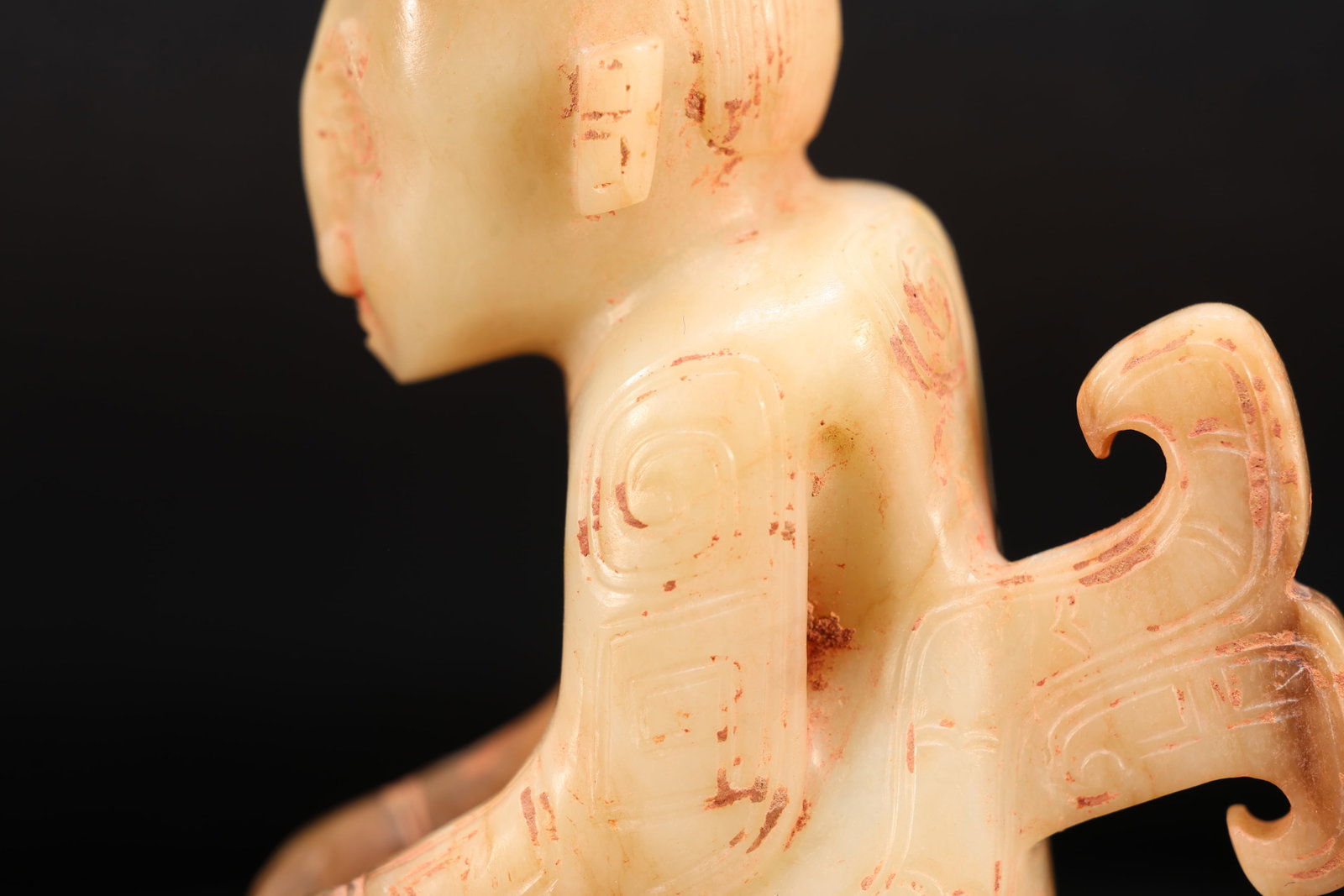 Jade Carved Beast Face Pattern Character Shape Figure - 5