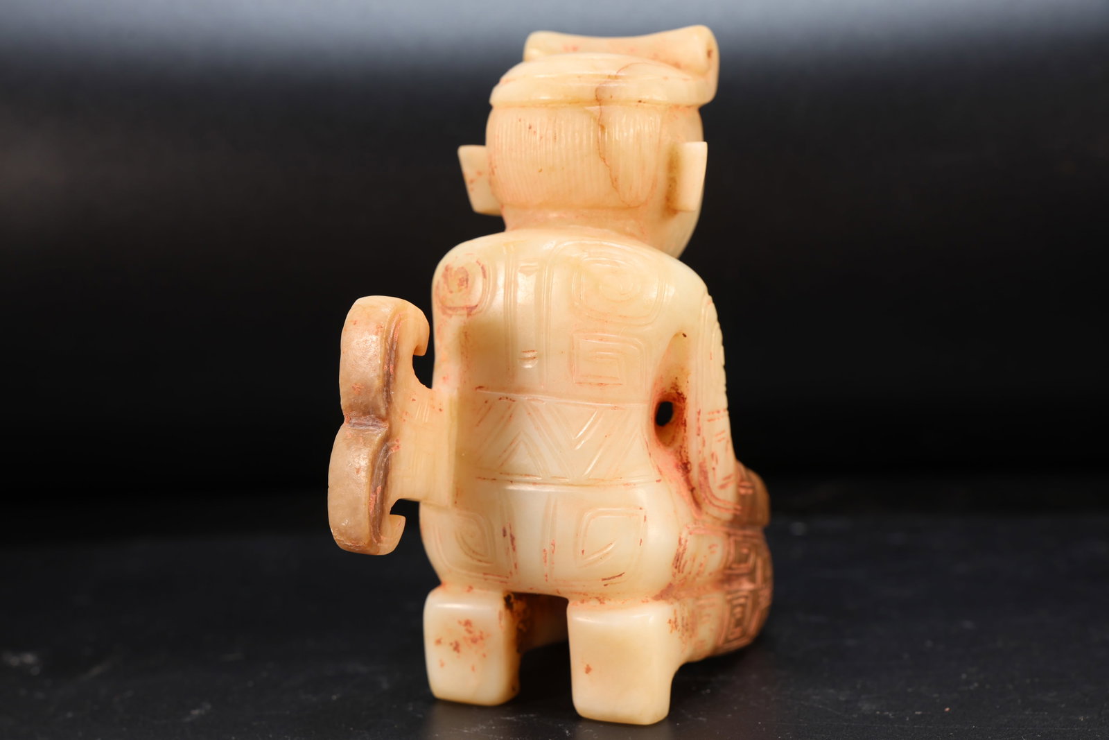 Jade Carved Beast Face Pattern Character Shape Figure - 7
