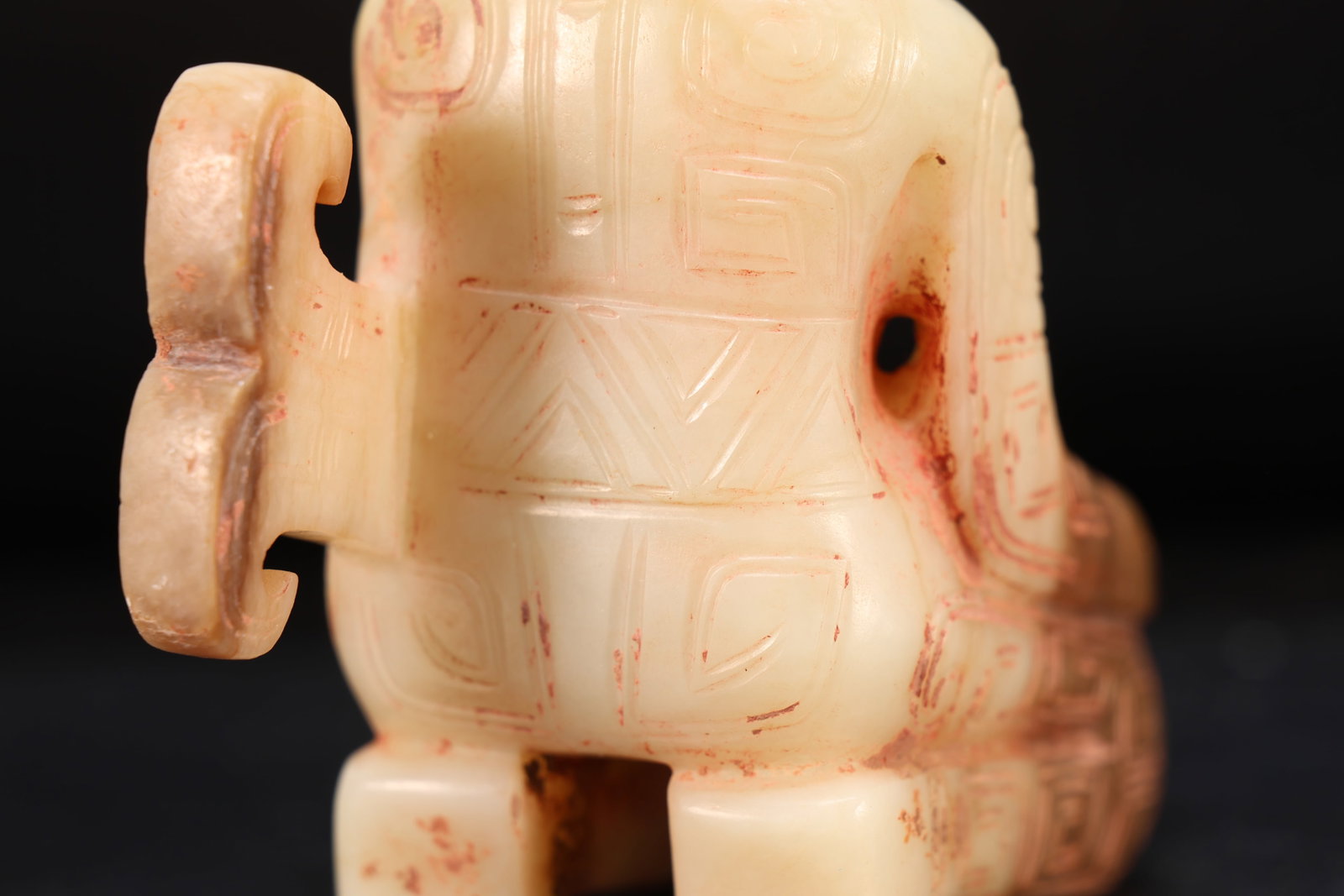 Jade Carved Beast Face Pattern Character Shape Figure - 8