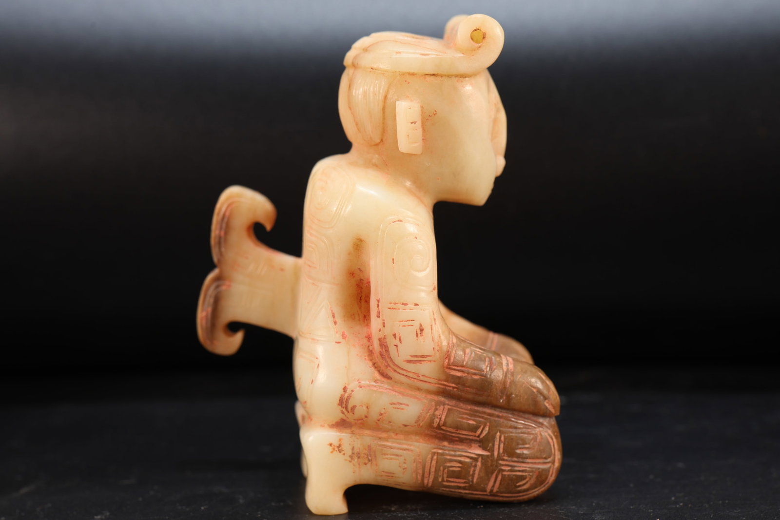 Jade Carved Beast Face Pattern Character Shape Figure - 9