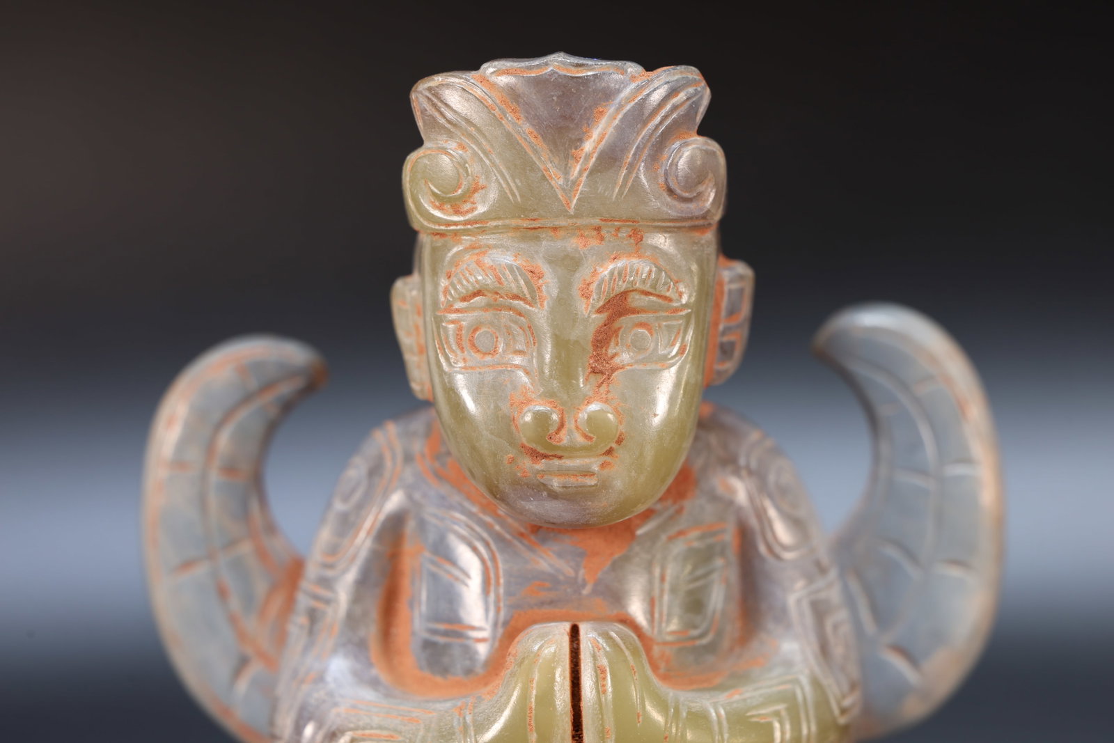 Jade Carved Beast Face Pattern Character Shape Figure - 2