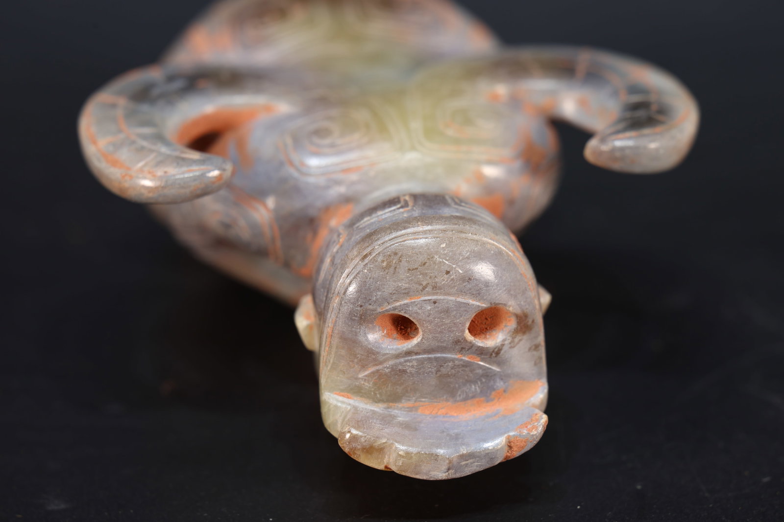 Jade Carved Beast Face Pattern Character Shape Figure - 7